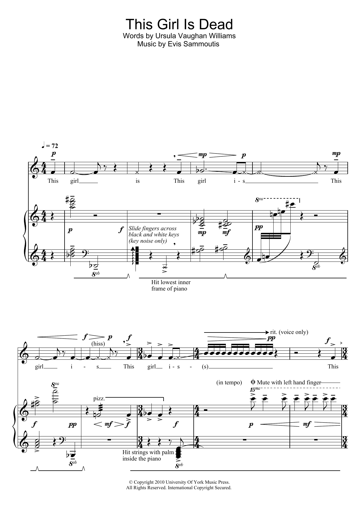 Evis Sammoutis This Girl Is Dead Sheet Music Notes & Chords for Piano & Vocal - Download or Print PDF