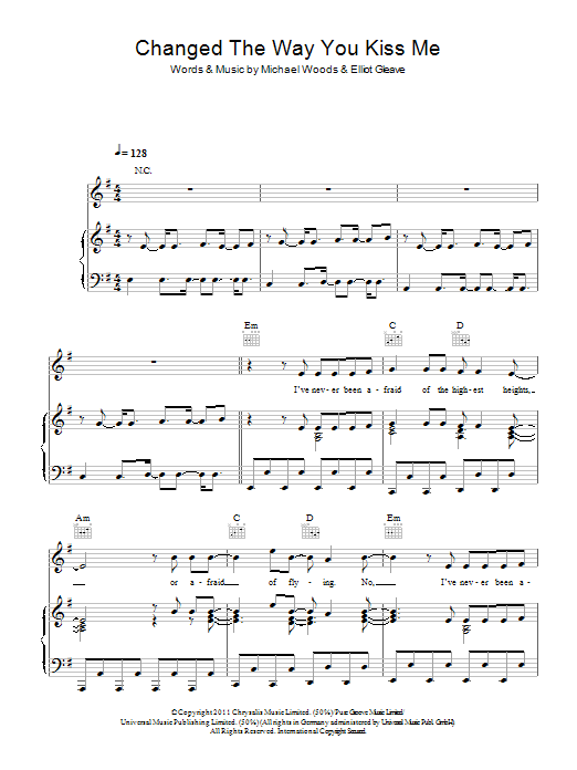 Example Changed The Way You Kiss Me Sheet Music Notes & Chords for Piano, Vocal & Guitar (Right-Hand Melody) - Download or Print PDF