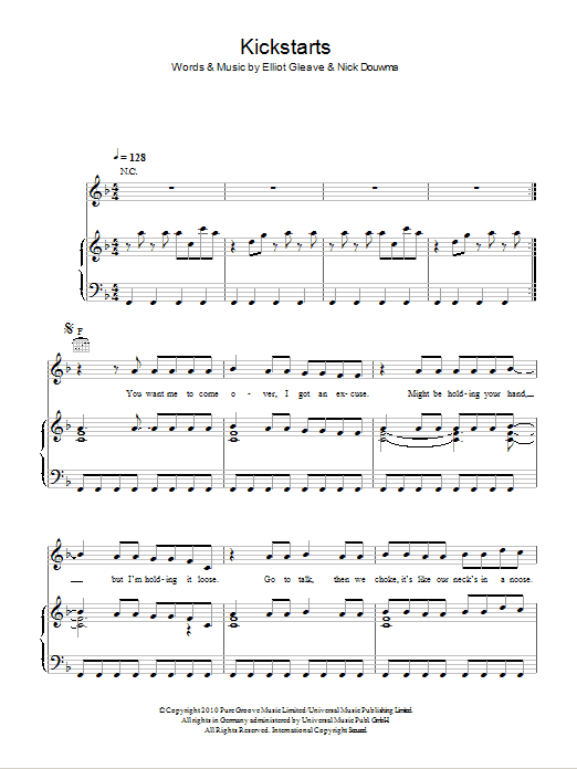 Example Kickstarts Sheet Music Notes & Chords for Piano, Vocal & Guitar (Right-Hand Melody) - Download or Print PDF