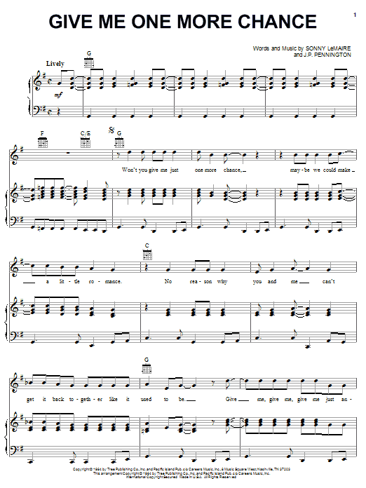 Exile Give Me One More Chance Sheet Music Notes & Chords for Piano, Vocal & Guitar (Right-Hand Melody) - Download or Print PDF