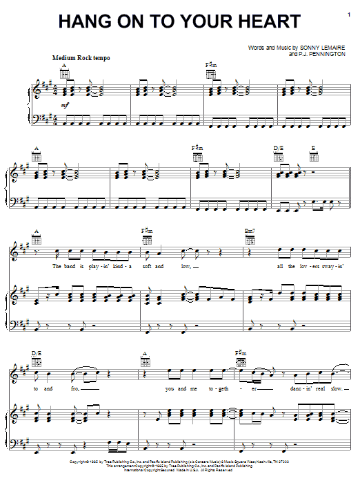 Exile Hang On To Your Heart Sheet Music Notes & Chords for Piano, Vocal & Guitar (Right-Hand Melody) - Download or Print PDF