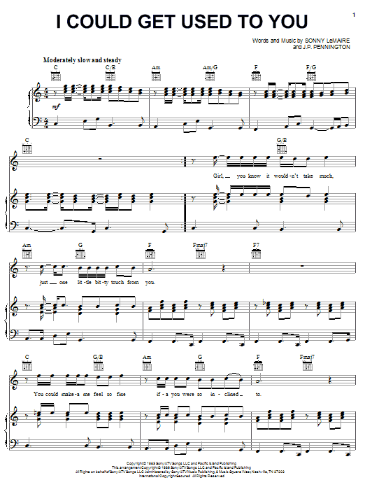 Exile I Could Get Used To You Sheet Music Notes & Chords for Piano, Vocal & Guitar (Right-Hand Melody) - Download or Print PDF