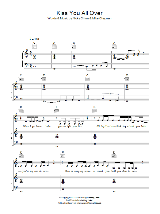 Exile Kiss You All Over Sheet Music Notes & Chords for Piano, Vocal & Guitar - Download or Print PDF