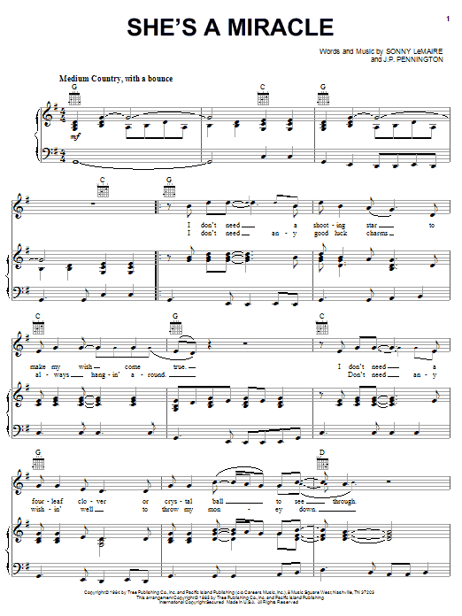 Exile She's A Miracle Sheet Music Notes & Chords for Piano, Vocal & Guitar (Right-Hand Melody) - Download or Print PDF