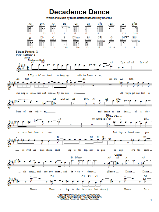 Extreme Decadence Dance Sheet Music Notes & Chords for Guitar Tab Play-Along - Download or Print PDF