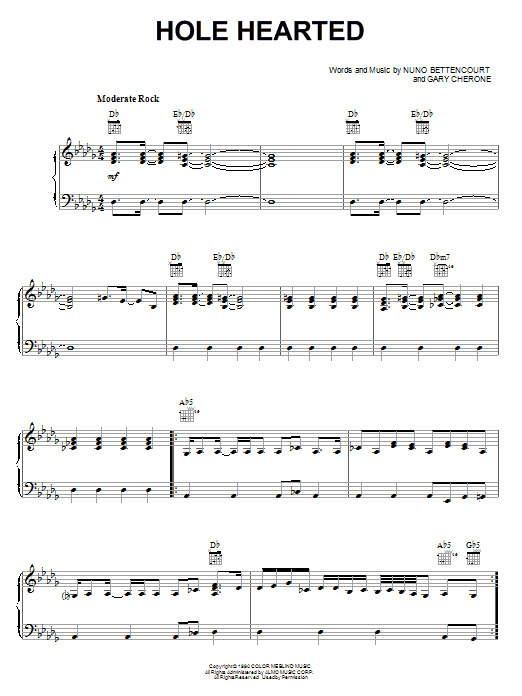 Extreme Hole Hearted Sheet Music Notes & Chords for Guitar Tab Play-Along - Download or Print PDF