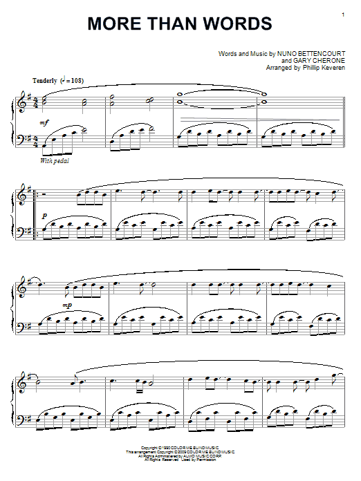 Extreme More Than Words Sheet Music Notes & Chords for Piano - Download or Print PDF