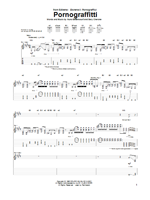 Extreme Pornograffitti Sheet Music Notes & Chords for Guitar Tab - Download or Print PDF