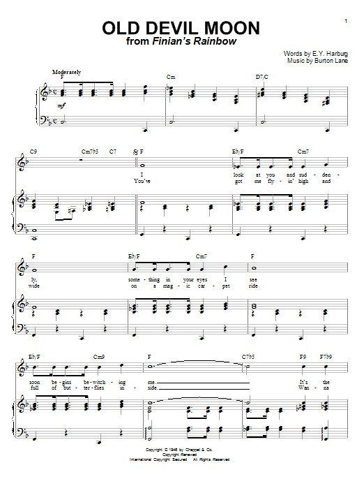 E.Y. Harburg Old Devil Moon Sheet Music Notes & Chords for Piano, Vocal & Guitar (Right-Hand Melody) - Download or Print PDF