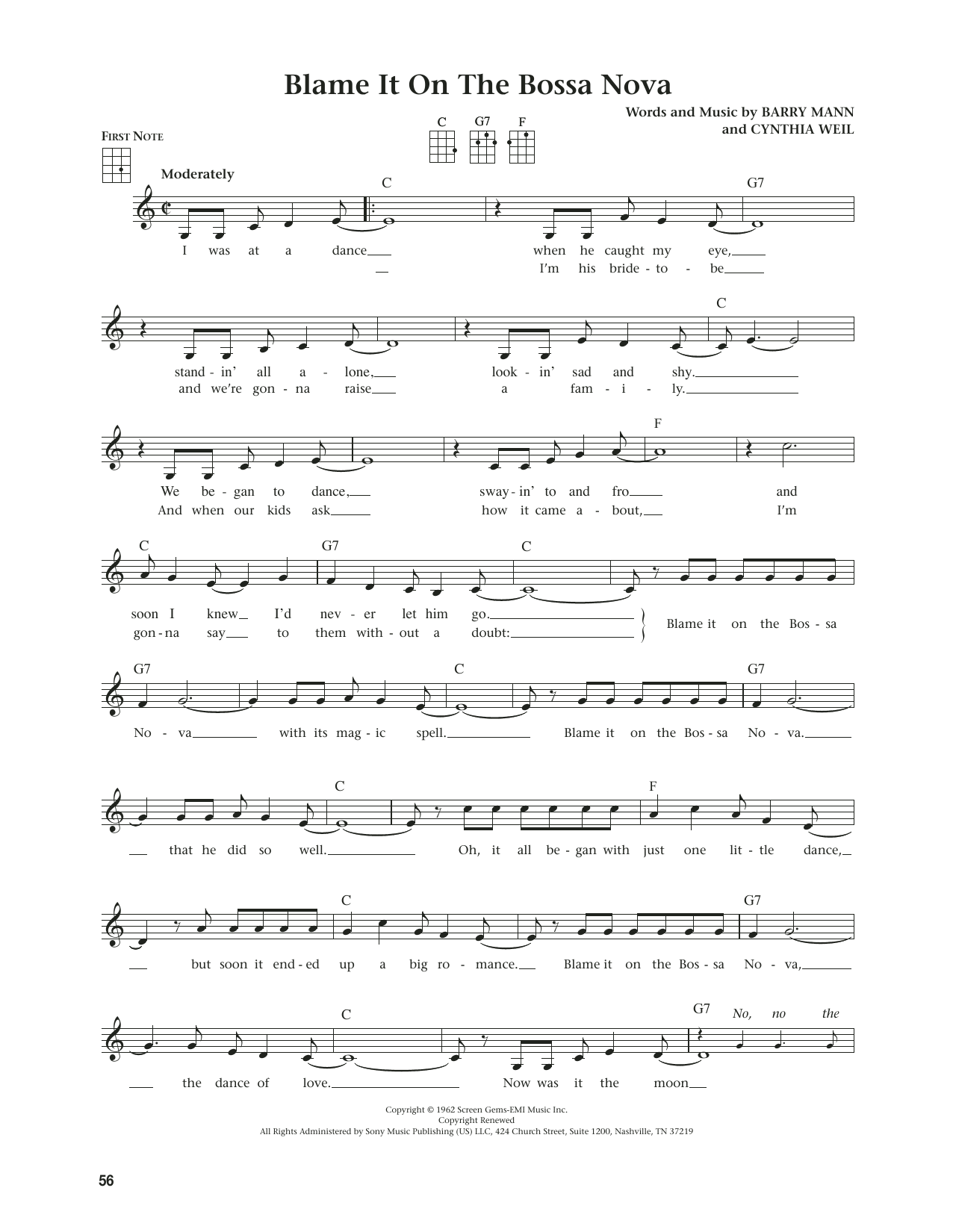 Eydie Gorme Blame It On The Bossa Nova (from The Daily Ukulele) (arr. Jim Beloff) Sheet Music Notes & Chords for Ukulele - Download or Print PDF