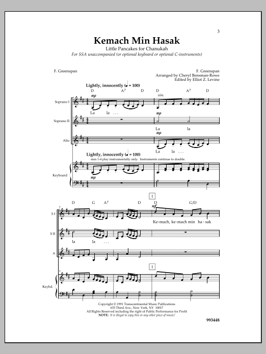 F. Greenspan Kemach Min Hasak Sheet Music Notes & Chords for Choral - Download or Print PDF