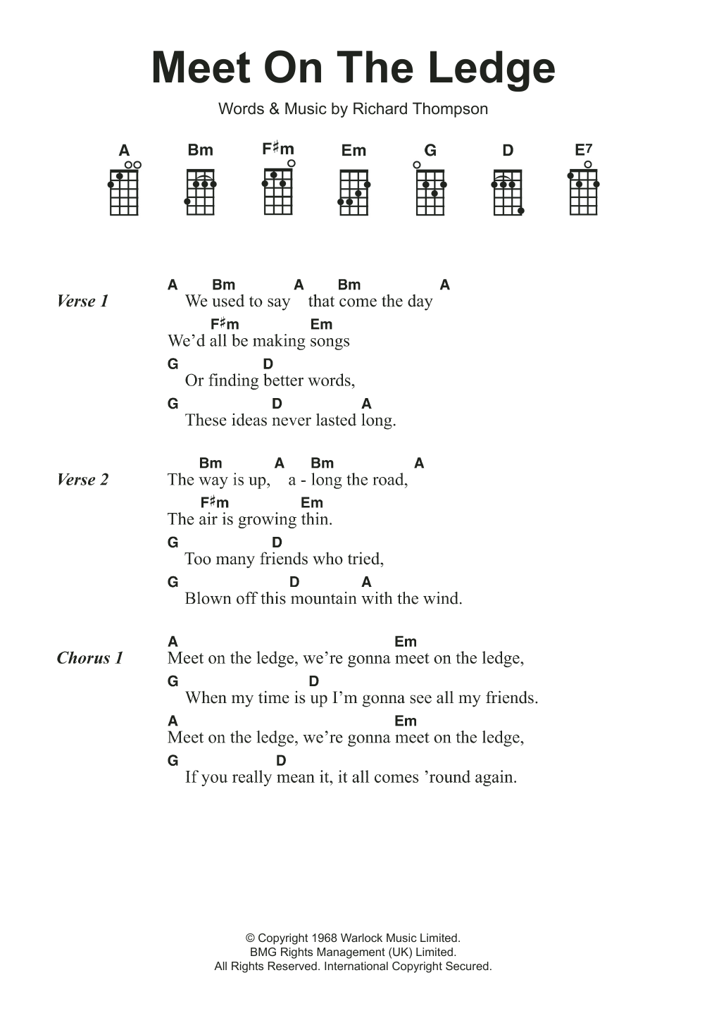 Fairport Convention Meet On The Ledge Sheet Music Notes & Chords for Ukulele - Download or Print PDF Fairport Convention Meet On The Ledge Sheet Music Notes & Chords for Ukulele - Download or Print PDF
