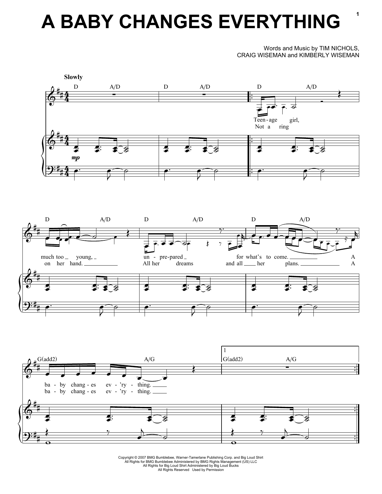 Faith Hill A Baby Changes Everything Sheet Music Notes & Chords for Piano & Vocal - Download or Print PDF