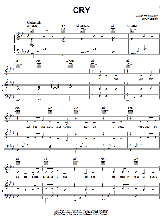 Faith Hill Cry Sheet Music Notes & Chords for Easy Guitar Tab - Download or Print PDF