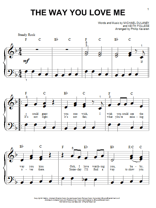 Faith Hill The Way You Love Me Sheet Music Notes & Chords for Piano (Big Notes) - Download or Print PDF