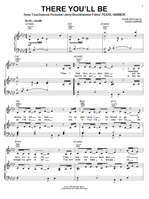 Faith Hill There You'll Be Sheet Music Notes & Chords for Easy Piano - Download or Print PDF
