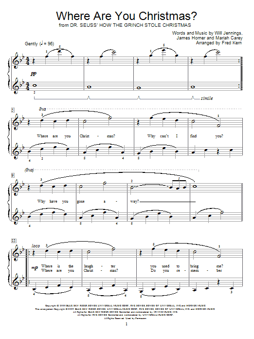 Faith Hill Where Are You Christmas? (arr. Fred Kern) (from How The Grinch Stole Christmas) Sheet Music Notes & Chords for Educational Piano - Download or Print PDF
