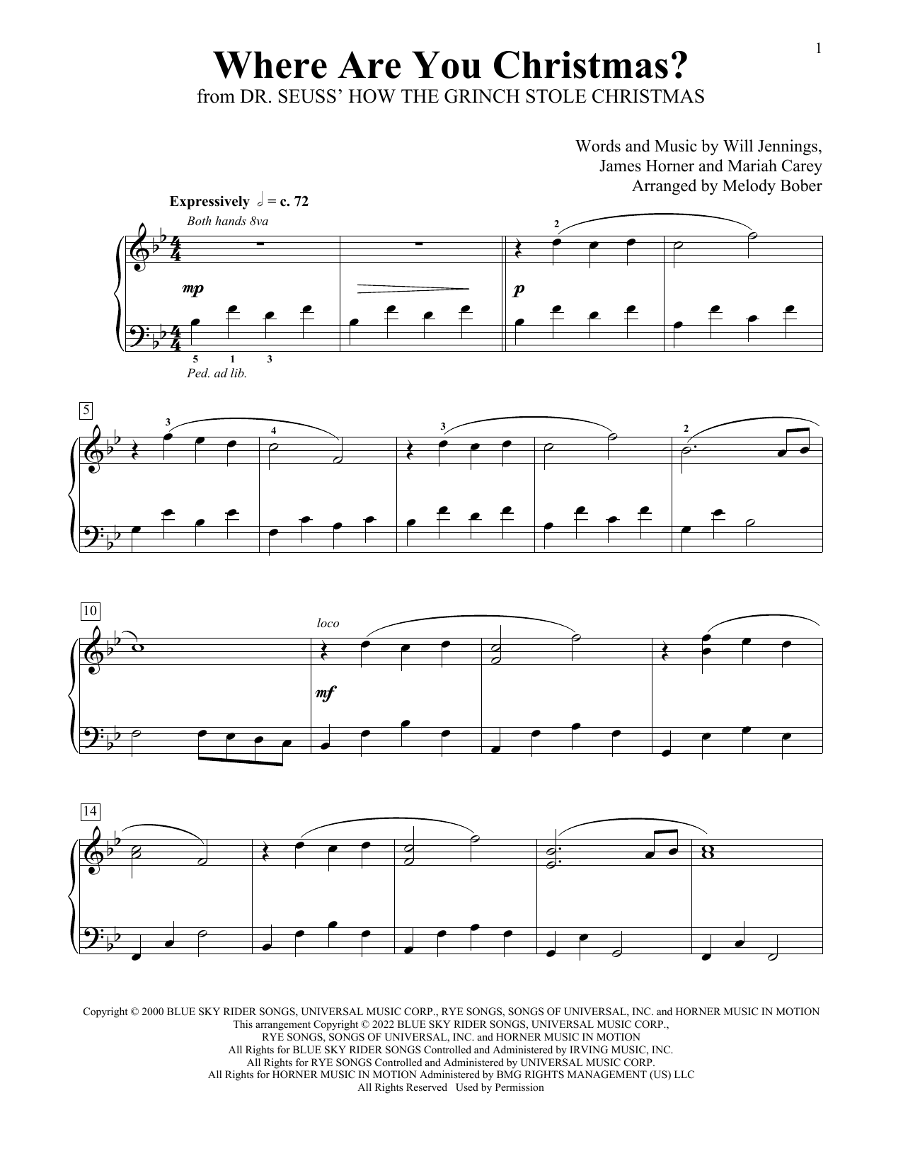 Faith Hill Where Are You Christmas? (from How The Grinch Stole Christmas) (arr. Melody Bober) Sheet Music Notes & Chords for Educational Piano - Download or Print PDF