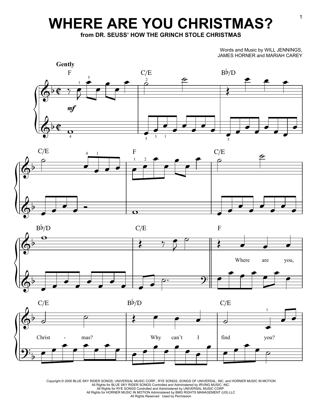 Faith Hill Where Are You Christmas? (from How The Grinch Stole Christmas) Sheet Music Notes & Chords for Easy Piano - Download or Print PDF