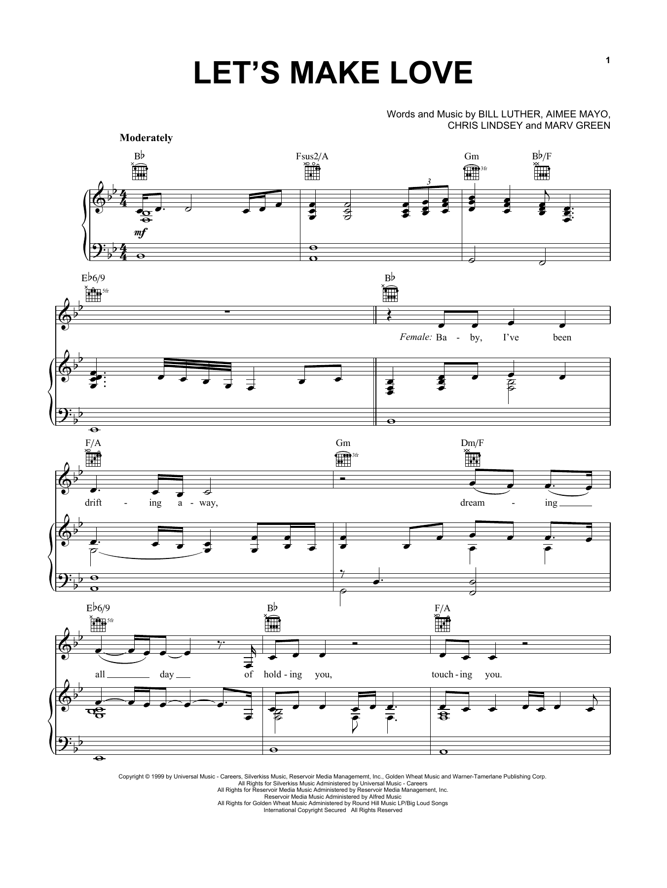 Faith Hill with Tim McGraw Let's Make Love Sheet Music Notes & Chords for Piano, Vocal & Guitar (Right-Hand Melody) - Download or Print PDF