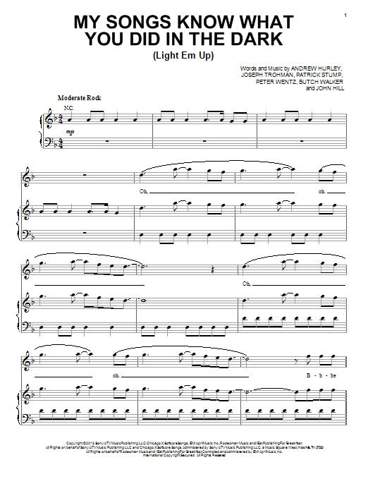Fall Out Boy My Songs Know What You Did In The Dark (Light Em Up) Sheet Music Notes & Chords for Drums Transcription - Download or Print PDF
