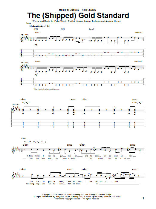 Fall Out Boy The (Shipped) Gold Standard Sheet Music Notes & Chords for Guitar Tab - Download or Print PDF