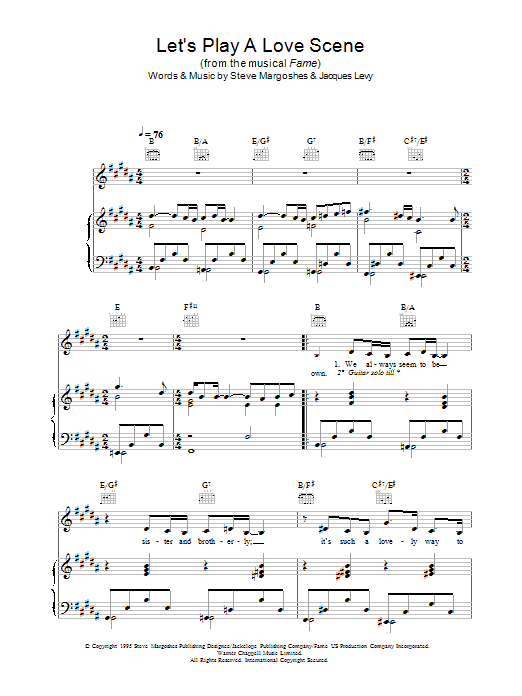 Fame Let's Play A Love Scene Sheet Music Notes & Chords for Piano, Vocal & Guitar - Download or Print PDF