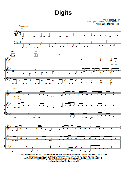 Fan3 Digits Sheet Music Notes & Chords for Piano, Vocal & Guitar (Right-Hand Melody) - Download or Print PDF