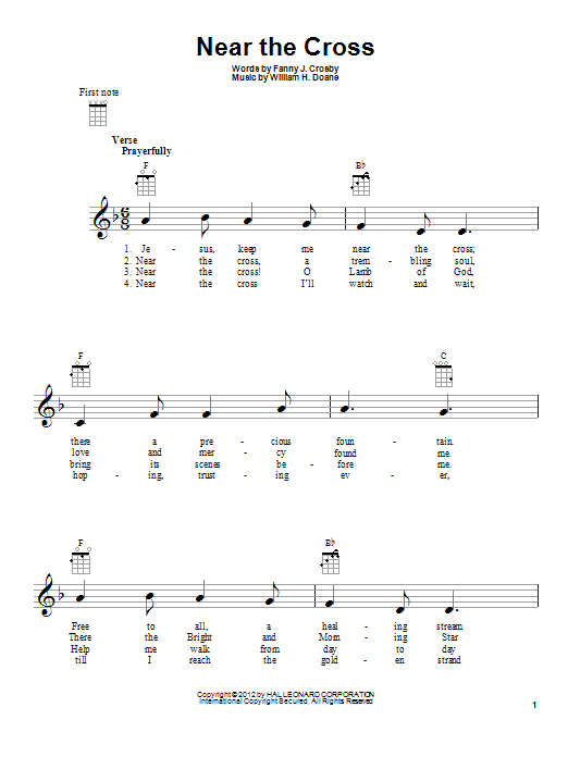 Fanny J. Crosby Near The Cross Sheet Music Notes & Chords for Ukulele - Download or Print PDF