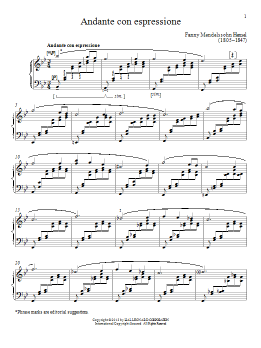 Gail Smith Andante con espressione Sheet Music Notes & Chords for Piano - Download or Print PDF