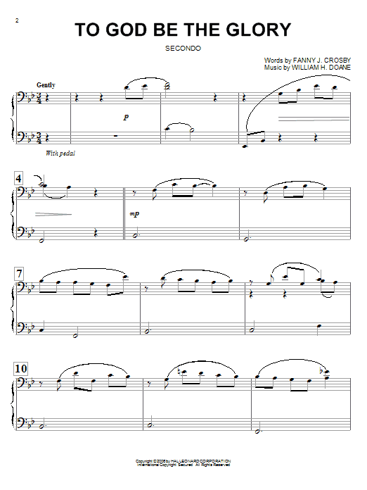 Preview Fanny J. Crosby To God Be The Glory Hymn sheet music, notes and chords for Ukulele, SKU: 81366 To God Be The Glory sheet music