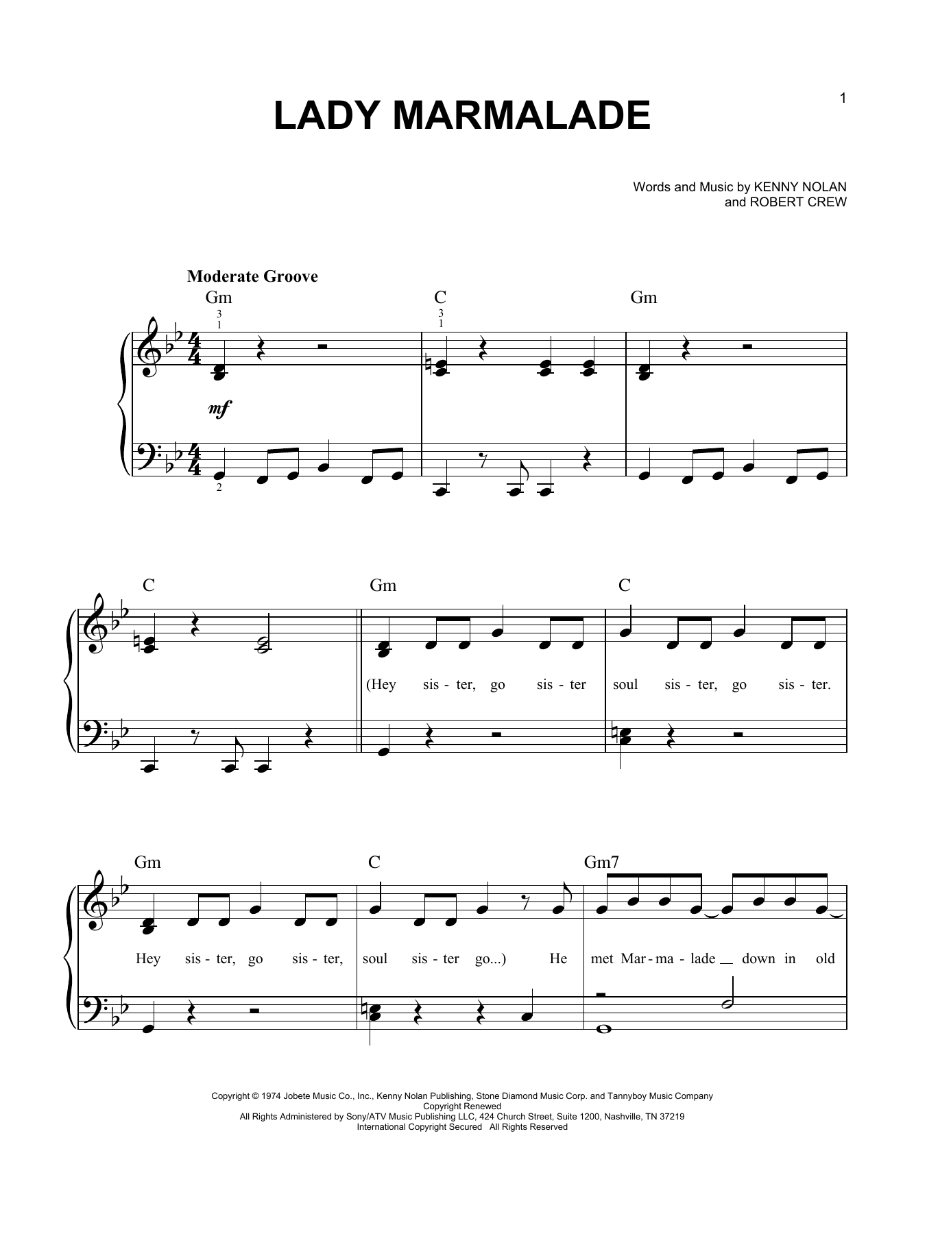 Patty LaBelle Lady Marmalade Sheet Music Notes & Chords for Drums Transcription - Download or Print PDF