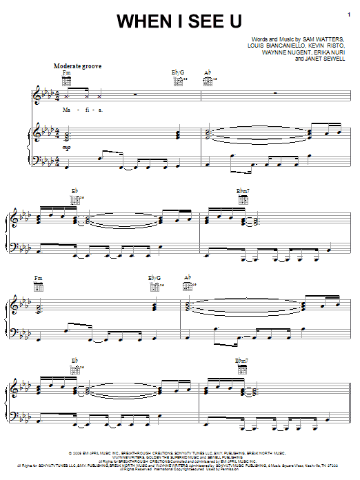 Fantasia When I See U Sheet Music Notes & Chords for Piano, Vocal & Guitar (Right-Hand Melody) - Download or Print PDF