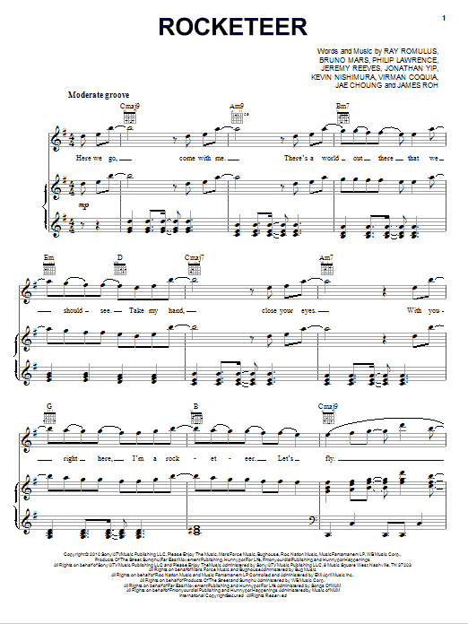 Far East Movement Rocketeer Sheet Music Notes & Chords for Piano, Vocal & Guitar (Right-Hand Melody) - Download or Print PDF