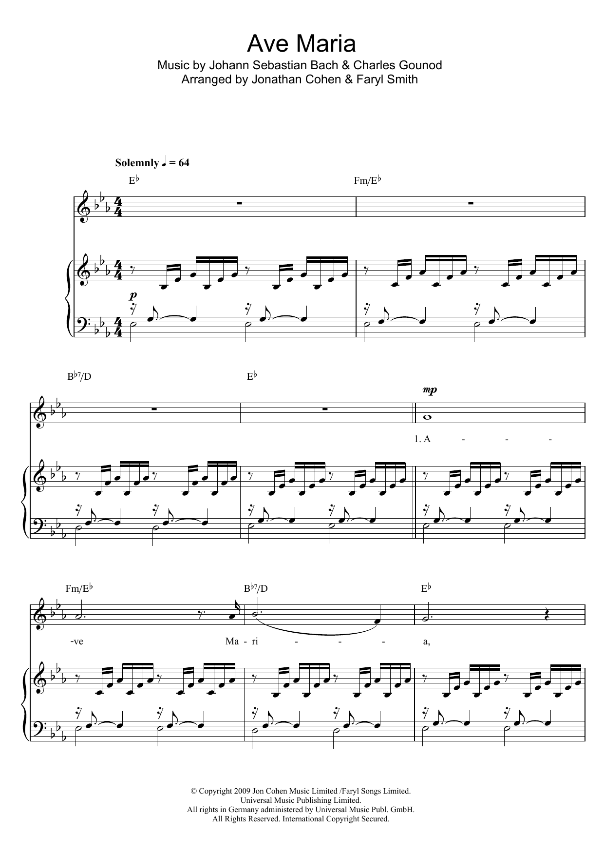 Faryl Smith Ave Maria Sheet Music Notes & Chords for Piano & Vocal - Download or Print PDF