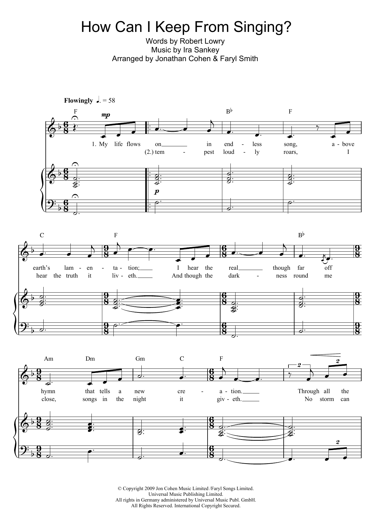 Faryl Smith How Can I Keep From Singing? Sheet Music Notes & Chords for Piano & Vocal - Download or Print PDF