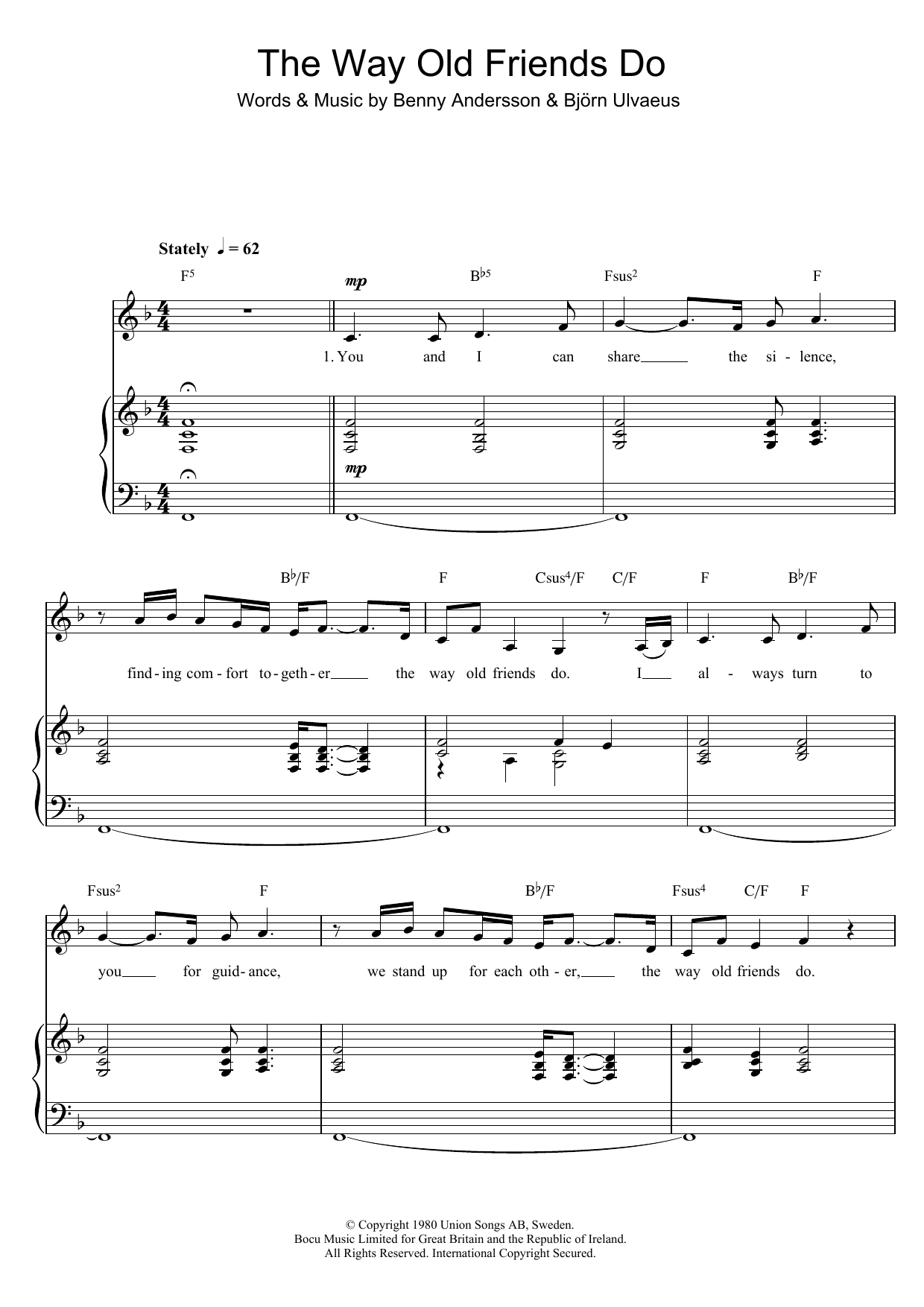 Faryl Smith The Way Old Friends Do Sheet Music Notes & Chords for Piano & Vocal - Download or Print PDF
