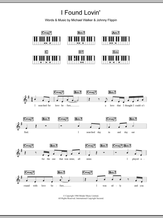 Fatback Band I Found Lovin' Sheet Music Notes & Chords for Piano, Vocal & Guitar - Download or Print PDF