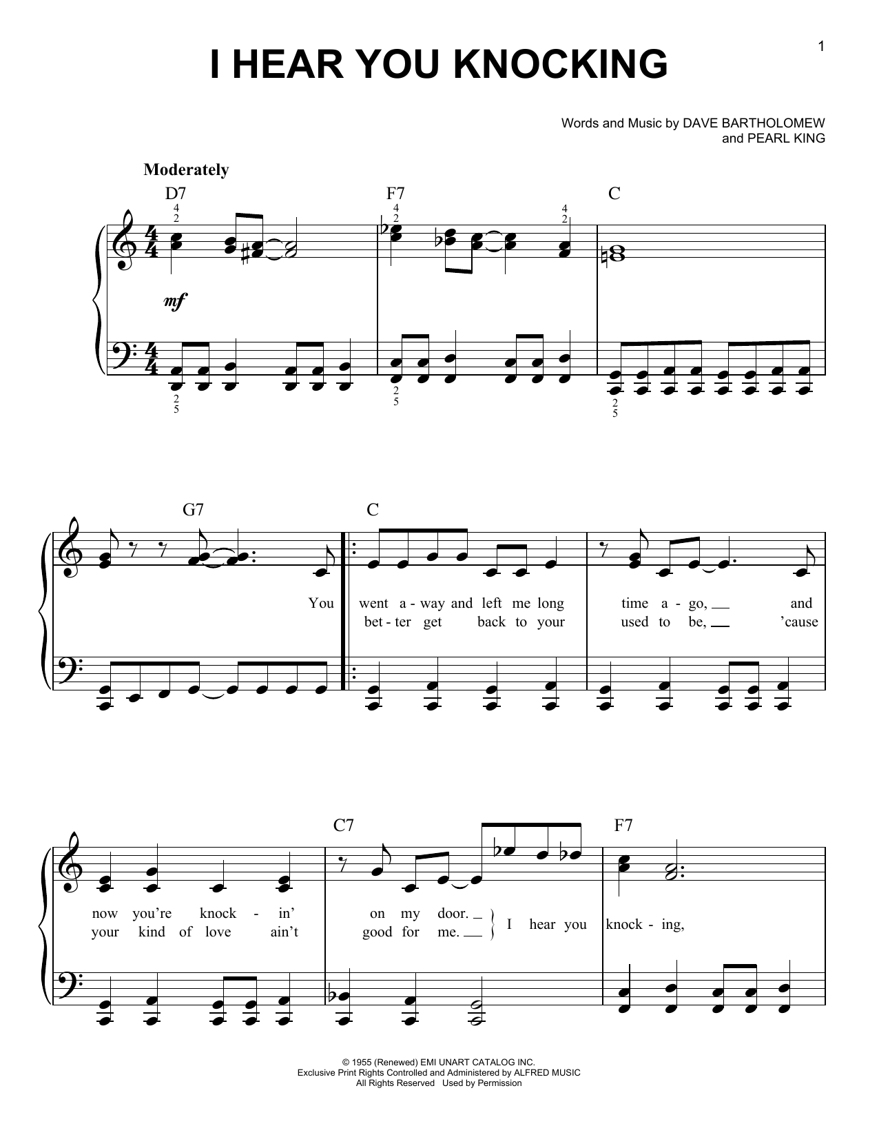 Fats Domino I Hear You Knocking Sheet Music Notes & Chords for Real Book – Melody & Chords - Download or Print PDF