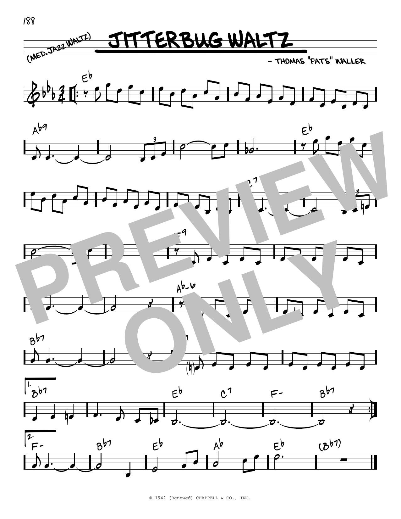 Fats Waller Jitterbug Waltz (arr. Robert Rawlins) Sheet Music Notes & Chords for Real Book – Melody, Lyrics & Chords - Download or Print PDF