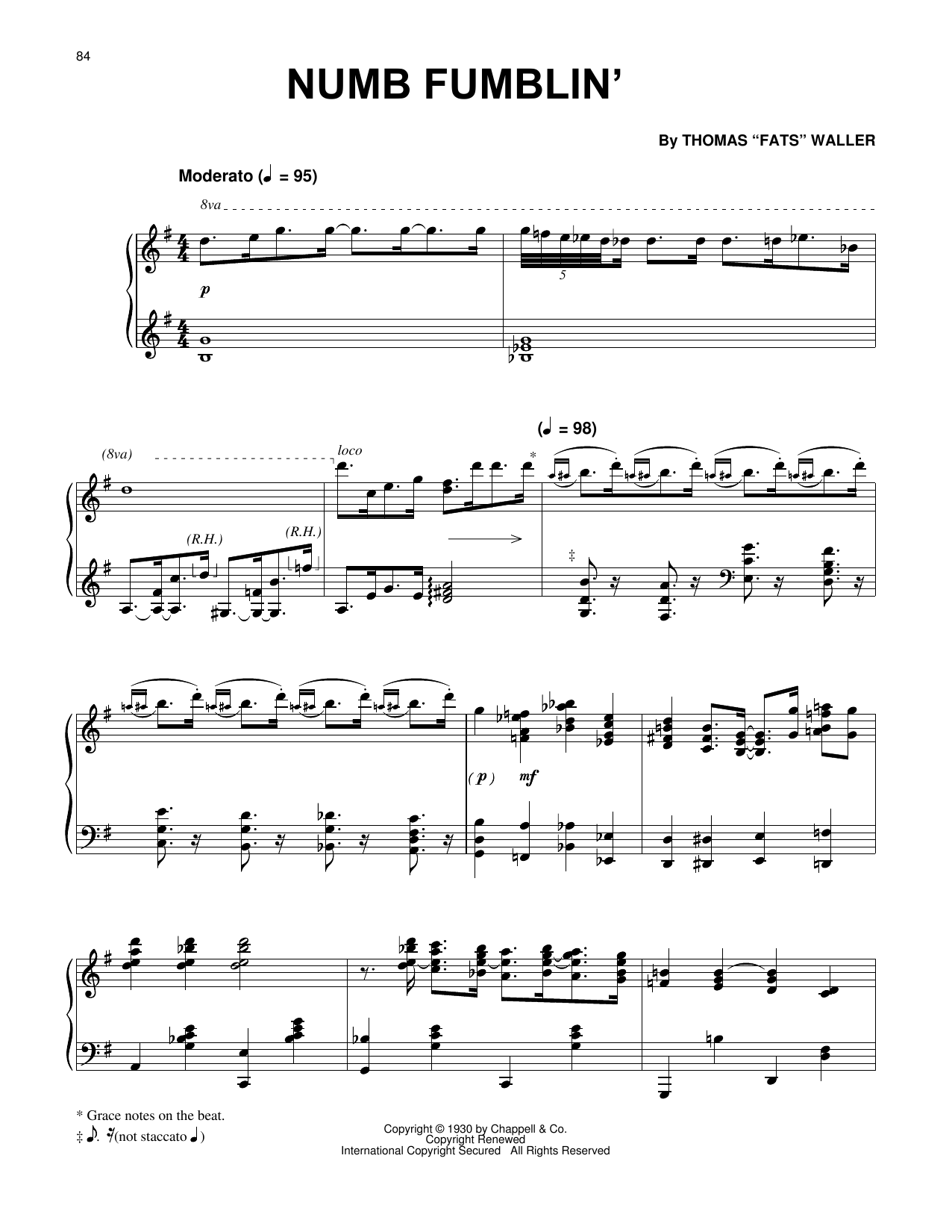 Fats Waller Numb Fumblin' Sheet Music Notes & Chords for Piano Solo - Download or Print PDF Fats Waller Numb Fumblin' Sheet Music Notes & Chords for Piano Solo - Download or Print PDF