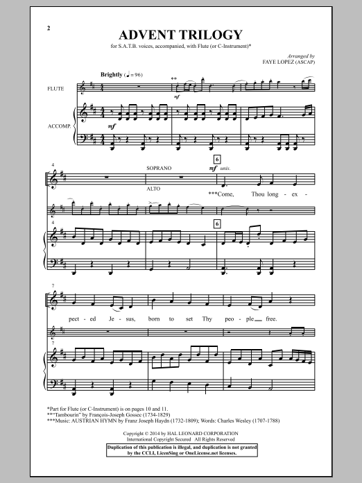 Faye Lopez Advent Trilogy Sheet Music Notes & Chords for SATB - Download or Print PDF