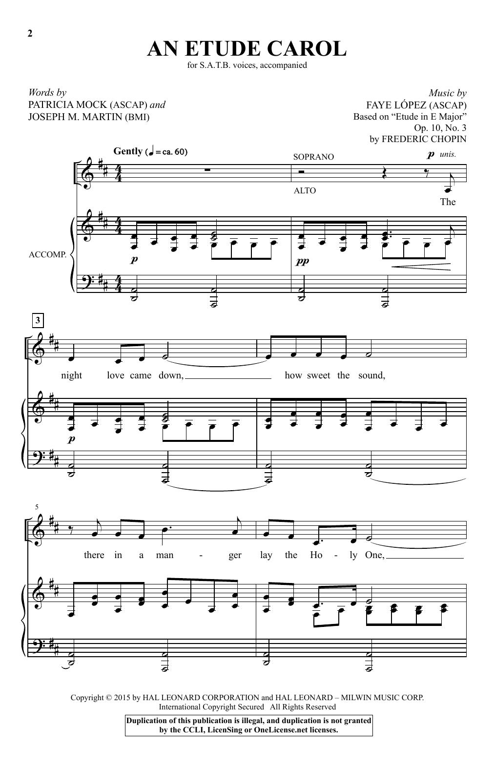 Faye Lopez An Etude Carol Sheet Music Notes & Chords for SATB - Download or Print PDF