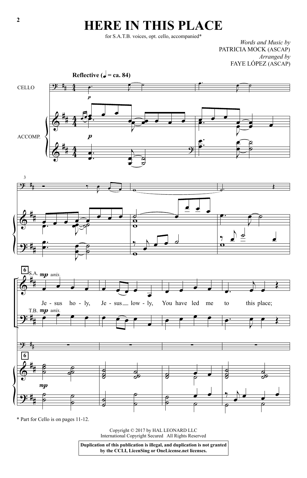 Patricia Mock Here In This Place (arr. Faye Lopez) Sheet Music Notes & Chords for SATB - Download or Print PDF