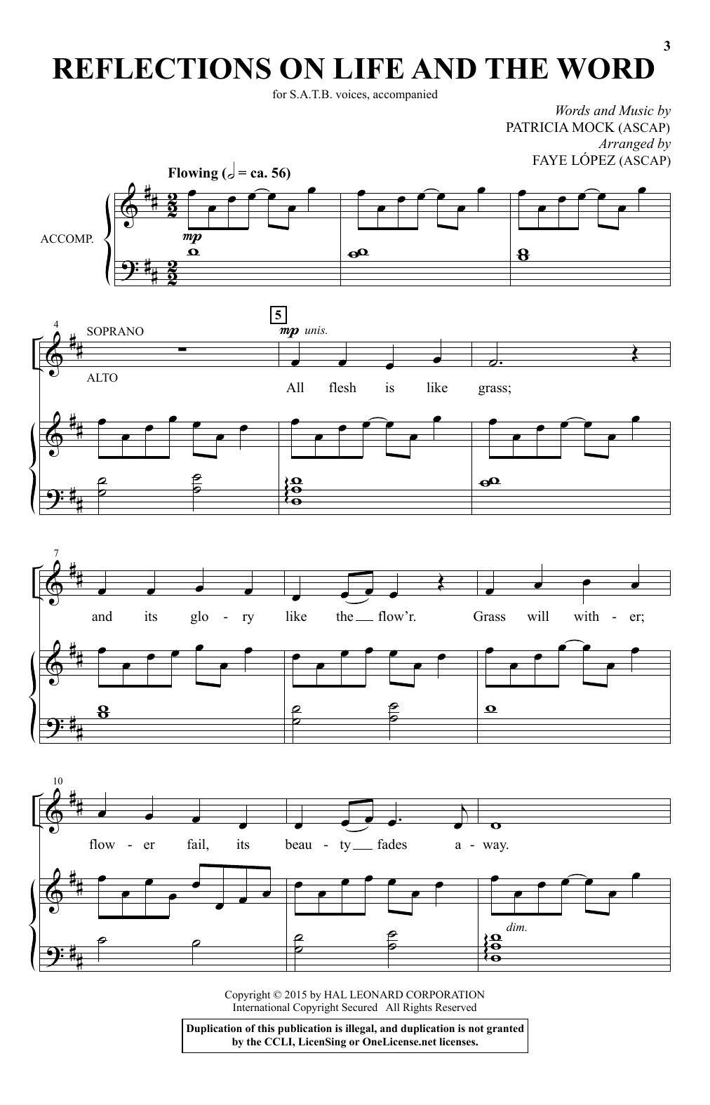 Faye Lopez Reflections On Life And The Word Sheet Music Notes & Chords for SATB - Download or Print PDF
