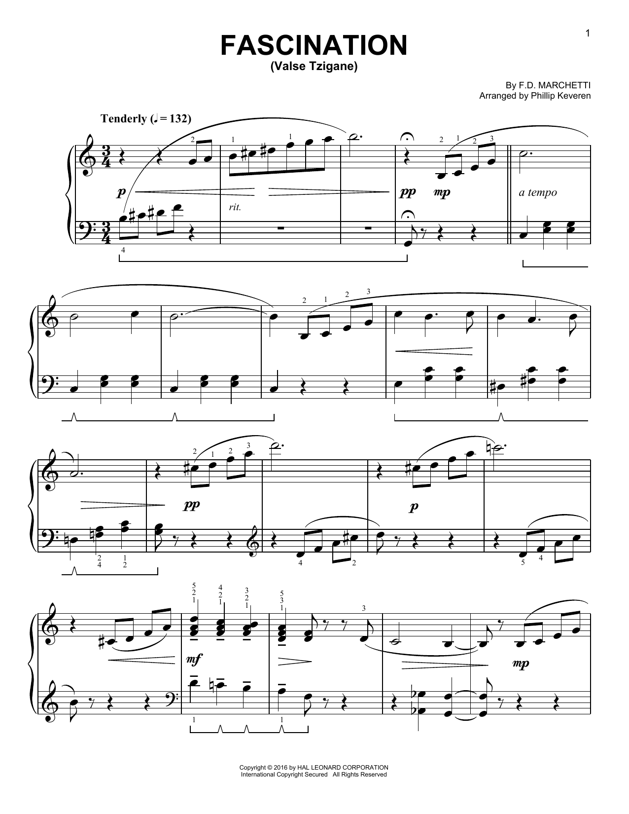 F.D. Marchetti Fascination (Valse Tzigane) [Classical version] (arr. Phillip Keveren) Sheet Music Notes & Chords for Easy Piano - Download or Print PDF