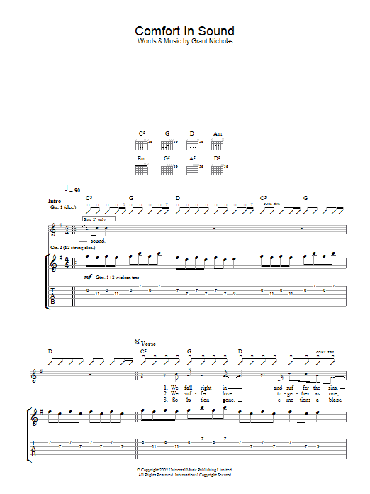 Feeder Comfort In Sound Sheet Music Notes & Chords for Lyrics & Chords - Download or Print PDF