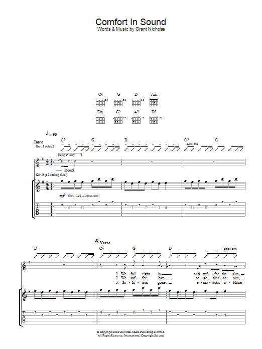 Feeder Comfort In Sound Sheet Music Notes & Chords for Guitar Tab - Download or Print PDF