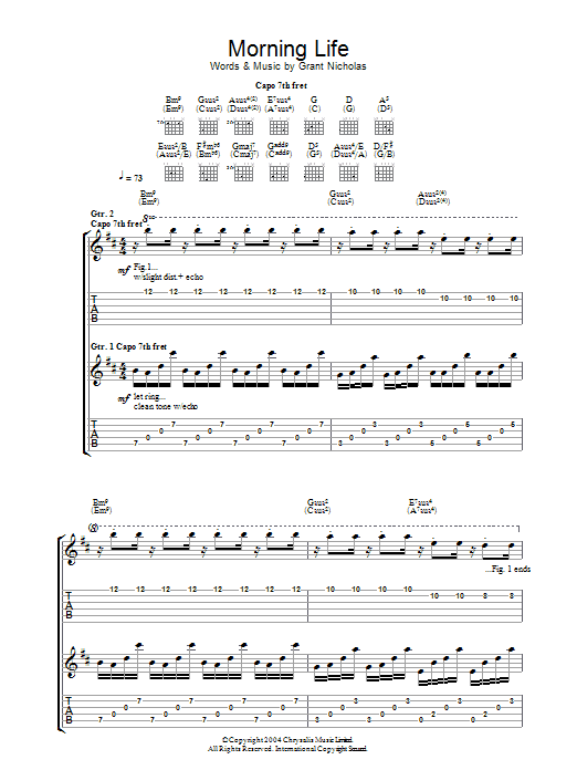 Feeder Morning Life Sheet Music Notes & Chords for Guitar Tab - Download or Print PDF