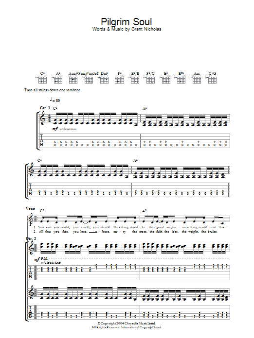 Feeder Pilgrim Soul Sheet Music Notes & Chords for Guitar Tab - Download or Print PDF